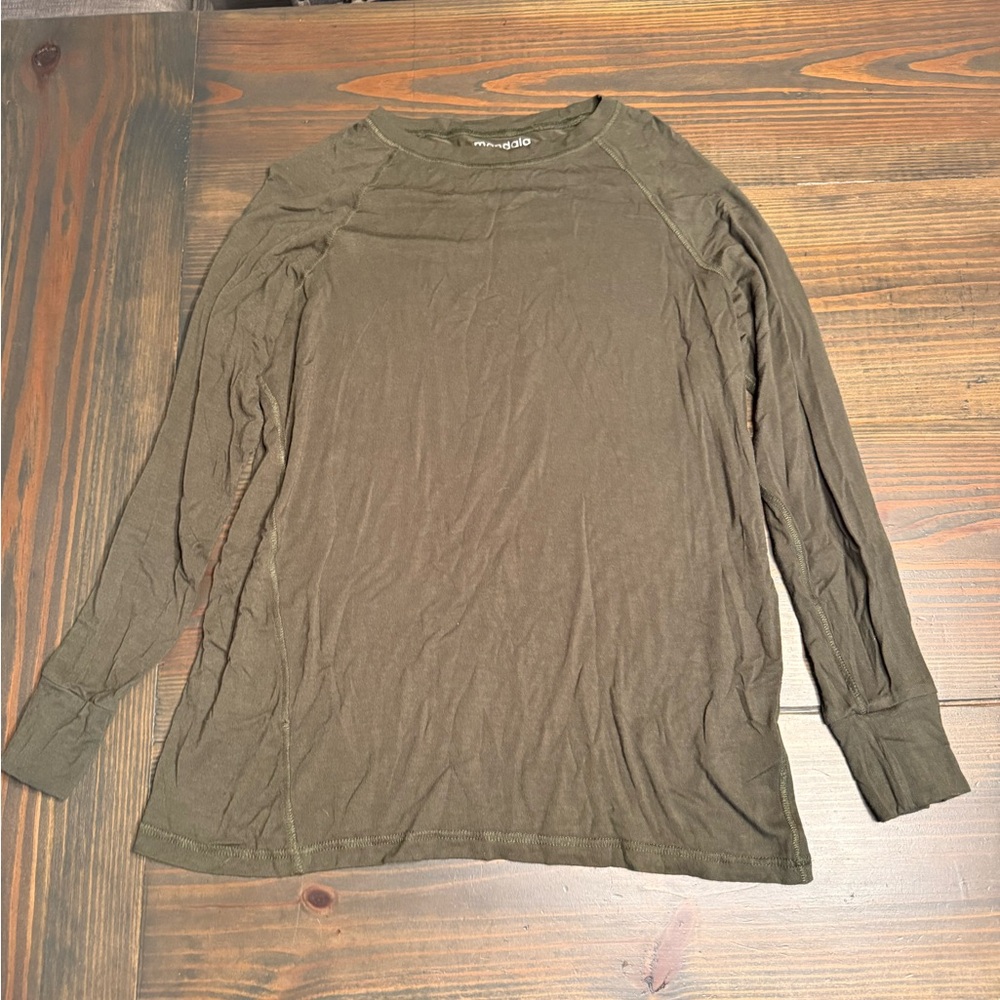Olive Green Long Sleeve Women's Under Scrub Top - Picture 5 of 7